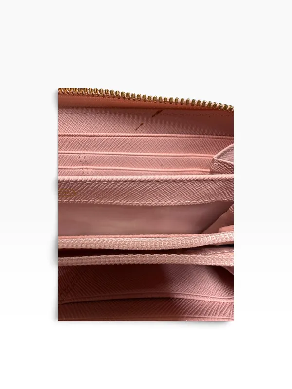 Coach Blush Pink Gold Heart Print Zip Around Continental Wallet - Image 7