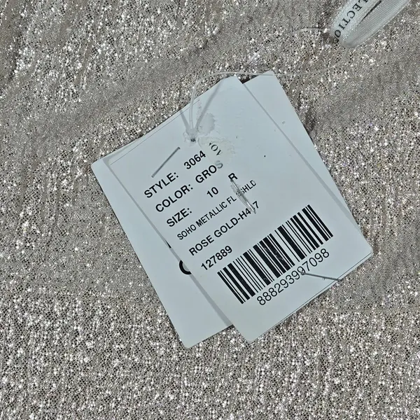 Dessy Collection Soho Metallic Flared Gown Rose Gold Size 10 R Style 3064‎ - Image 7