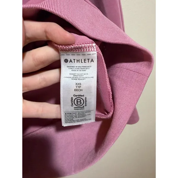 Athleta Size XXS Seasoft Scoop-Neck Sweatshirt Antique Rose Pink - Image 10