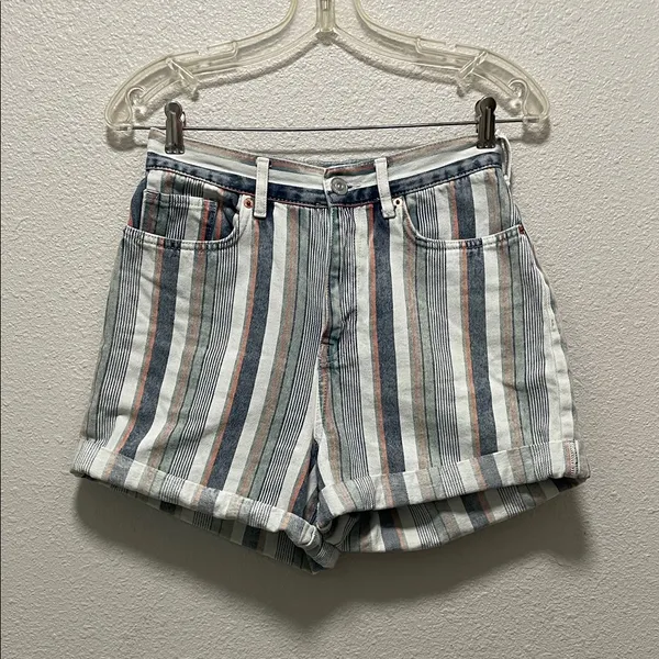 BDG High-Waisted Mom Short - Striped Denim Size 27 - Image 4