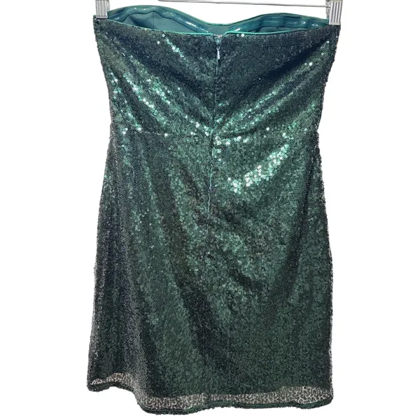Lulu's Emerald Green Strapless Sequin Mini Dress S 4-6 EUC - Image 7