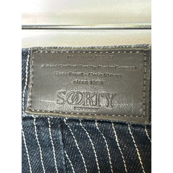 Soorty Pinstripe Chino Pants Black White Stripe Slim Fit Casual 28" - Image 9