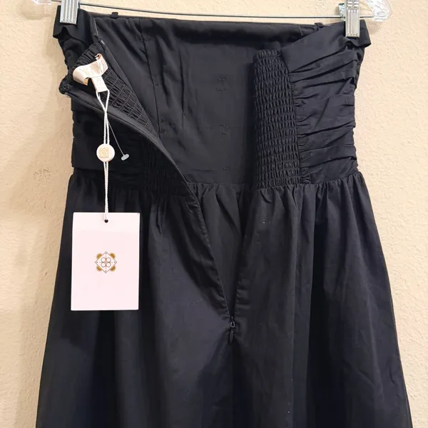 WAYF Olivia Midi Dress Women‎ XS Black Pleated Convertible Strapless Cotton -NEW - Image 9