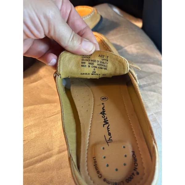 Thom McAn Leather Mule Loafer Bundle Tan Buckle Brown Square Toe Size 5 2 Pairs - Image 5