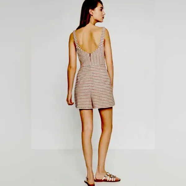 Zara Cream Embroidered Cutout Romper Dress Aztec Pattern‎ Print - Image 4