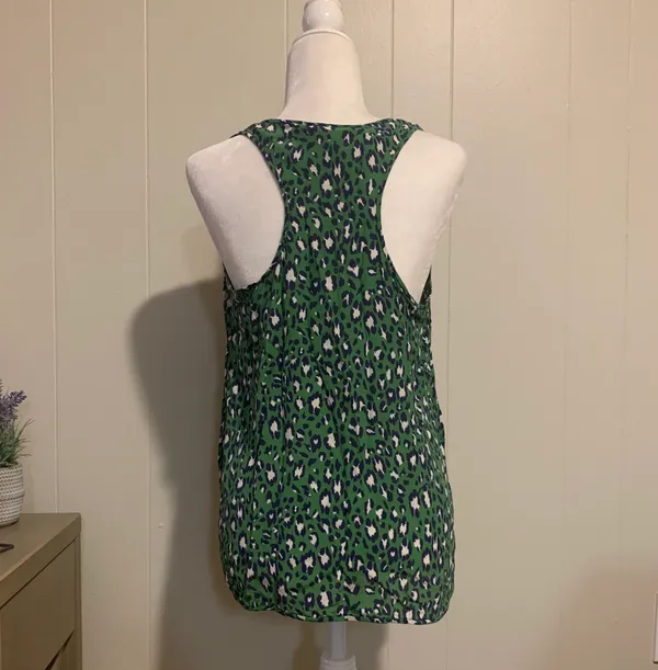 Joie Silk Green Leopard Print Blouse - Image 4