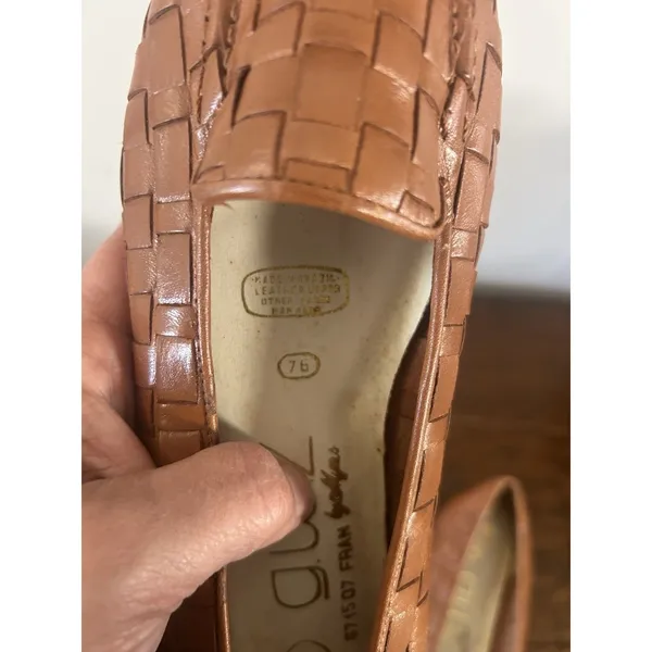 Vintage 90’s Women’s G Wiz Woven Leather Loafers Size 8.5 Old Money Brown Flats - Image 7