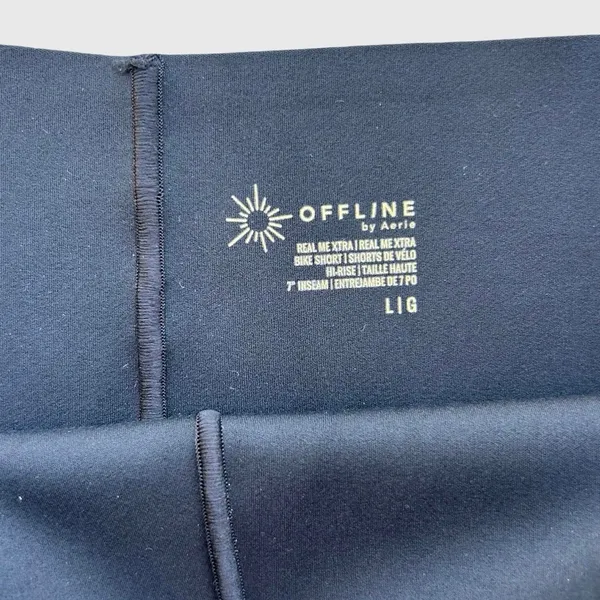 Aerie OFFLINE Real Me Xtra Bike Shorts Black Hi Rise 7” Inseam Womens Large NWT - Image 4