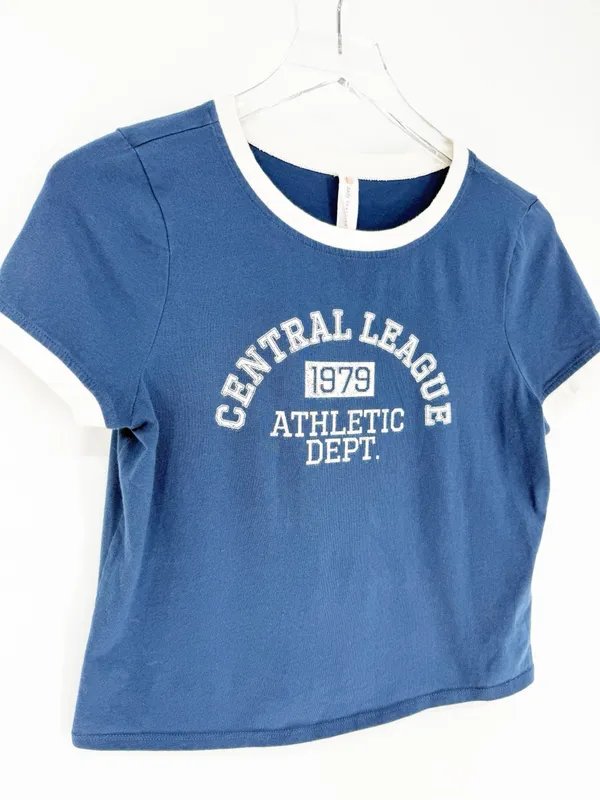 Anthropologie Daily Practice‎ Graphic Print T-Shirt Women's S Blue Y2K - Image 4