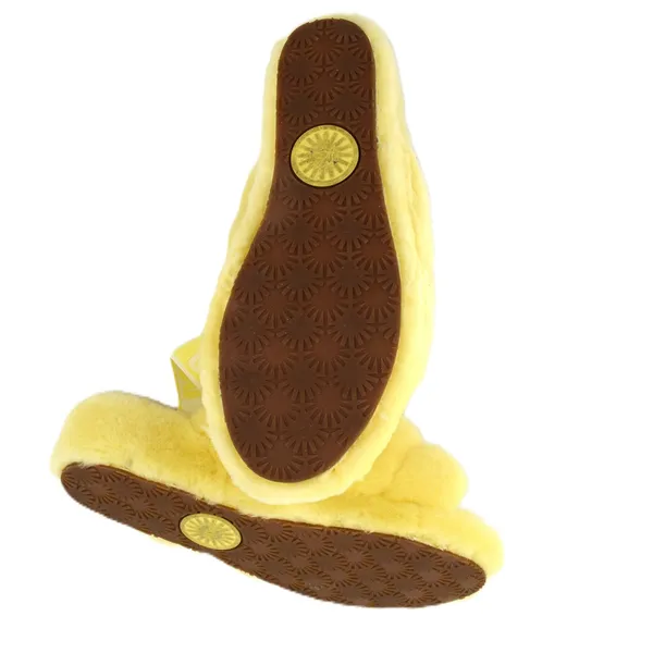 UGG Fluff Yeah Slide Women 10 Yellow Excellent Sheepskin Fuzzy Slingback - Image 8