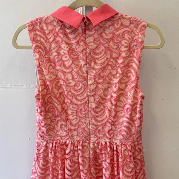 🍁 Betsey Johnson Pink Lace‎ Lined Peter Pan Collared Dress Womens Size 6 - Image 5