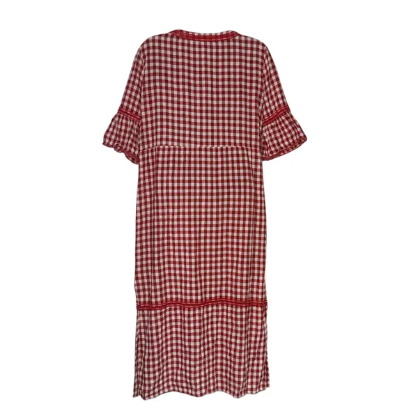 POL red and white gingham lace up flutter sleeve dress - Image 5