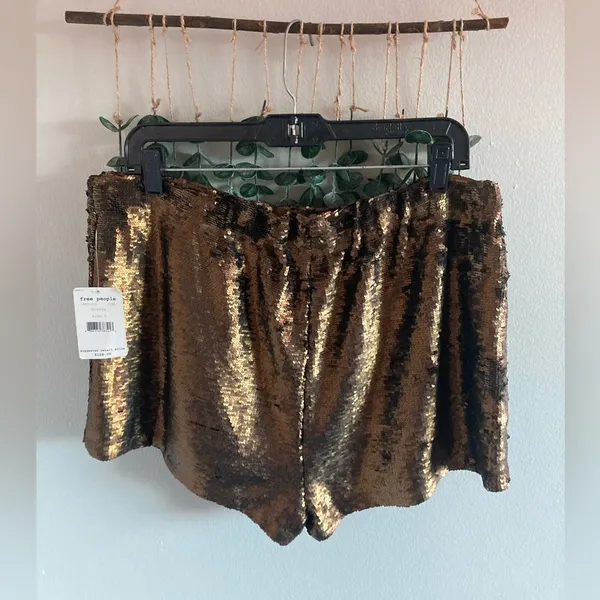 NWT Free People Bronze Sequin Sparkle Shorts - Image 3