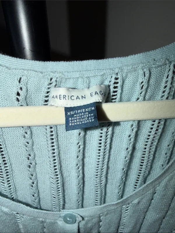 American Eagle Light Blue Knit Button-Front Tank - Size XS - Image 3