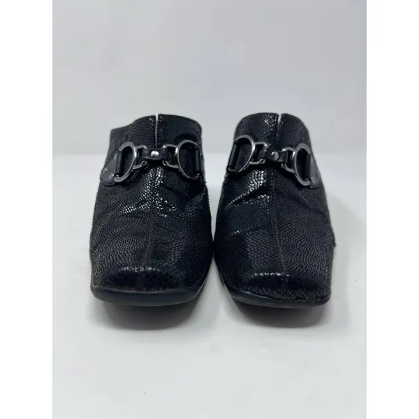 Aerosoles Women's Black Patent Slip On Square Toe Heels Chain Design Size 7‎ 1/2 - Image 4