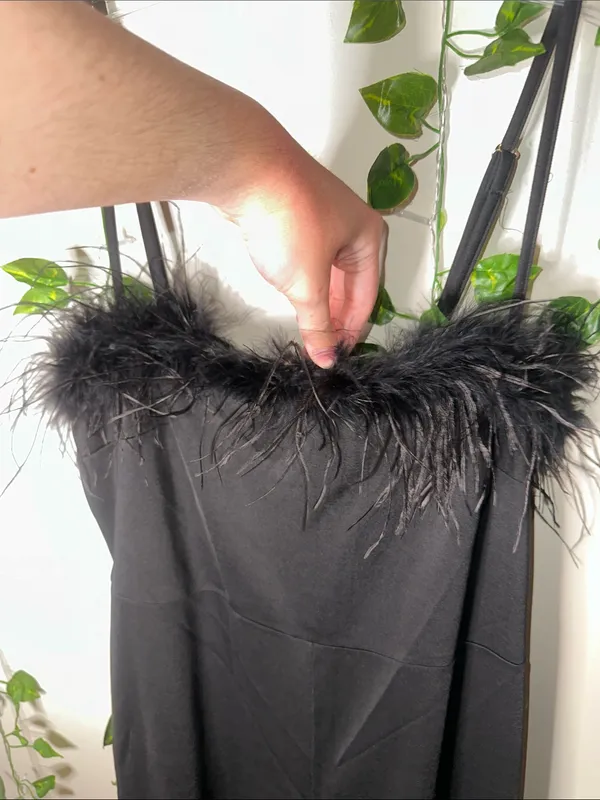 BooHoo Black Feather Strappy Wide Leg Jumpsuit - Image 5