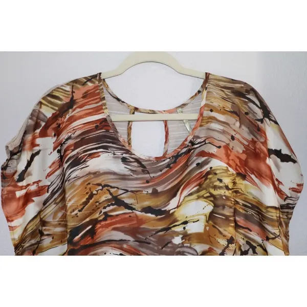 Earthtone abstract print blouse Multiple Size M - Image 2