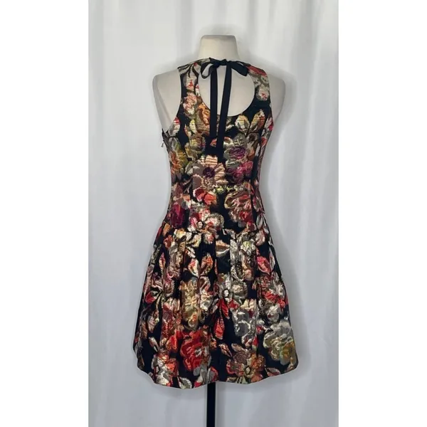 Anthropologie LEIFSDOTTIR Adelita Floral Brocade Metallic‎ Dress Party Size 2 - Image 8