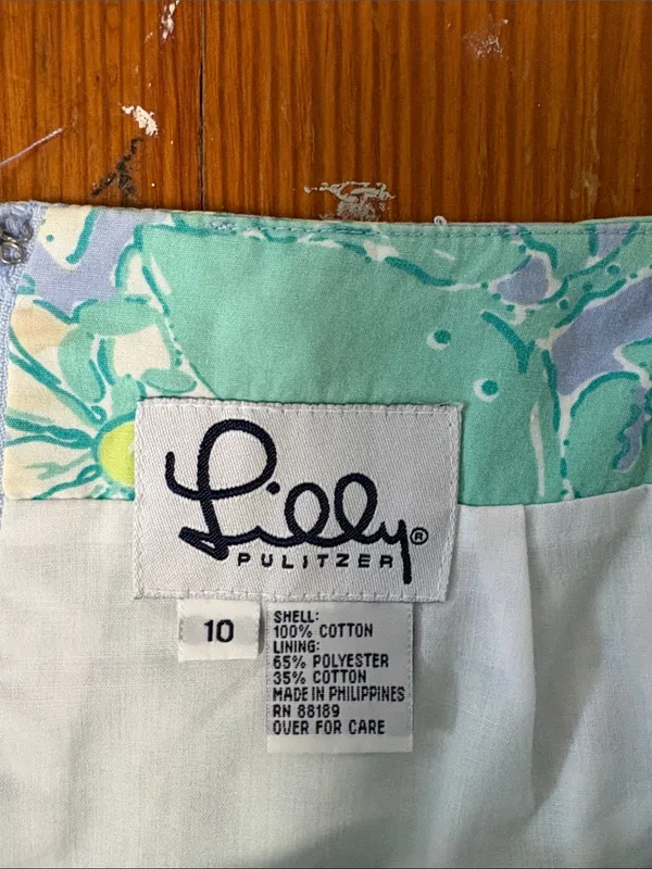 Vintage Lilly Pulitzer Lavender Mint Floral Lobster Crab Mini Skirt Size 10 - Image 2