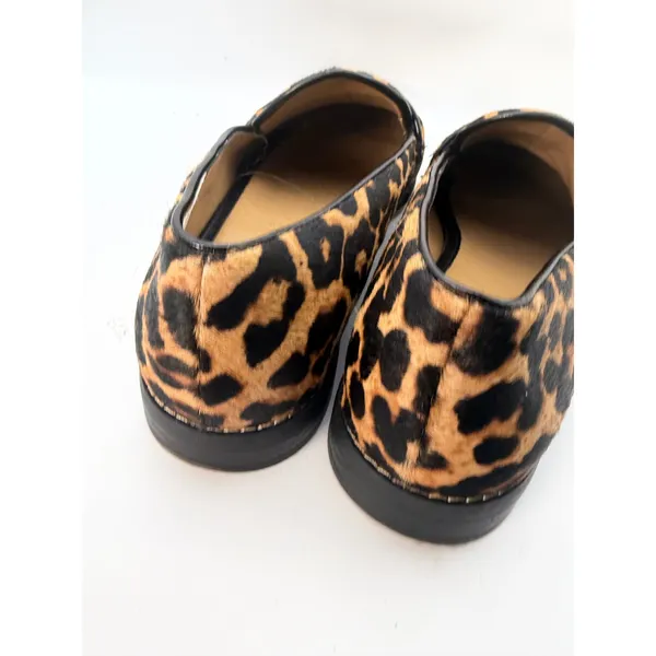 Franco Sarto Hudley Leopard Calf Hair Penny Loafers Womens 8.5M Brown Flats - Image 4