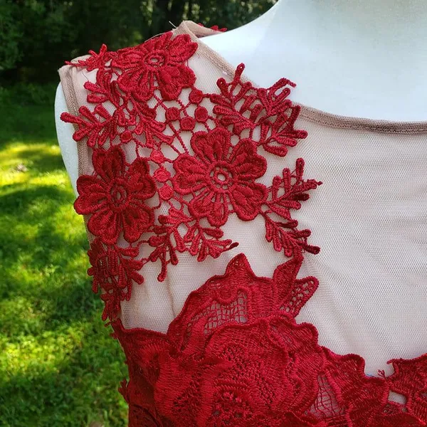 CQ by CQ size medium M Red Mermaid Prom Dress Lace Mesh floral bodice - Image 5
