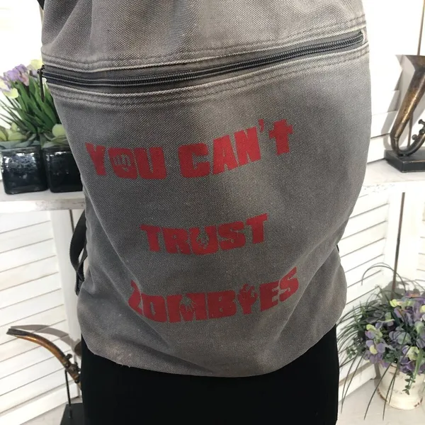 Y2K Goth Grunge Gray Canvas Backpack - Image 3