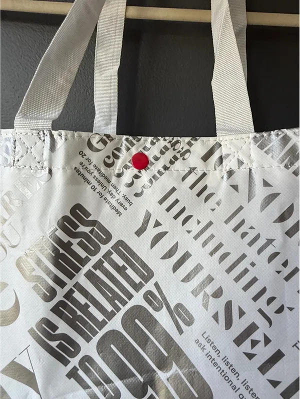 Lululemon White Printed Tote Bag with Text Design - Image 3