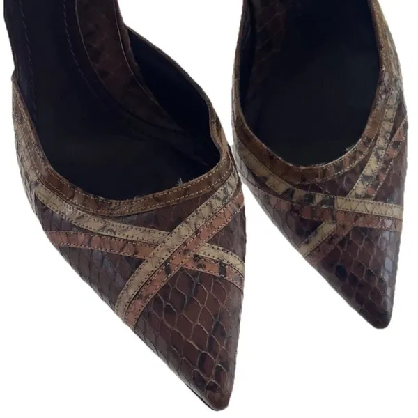 Vintage Via Spiga Snake Skin Leather Brown Multicolor Women’s Sz 8 Italy RARE - Image 5