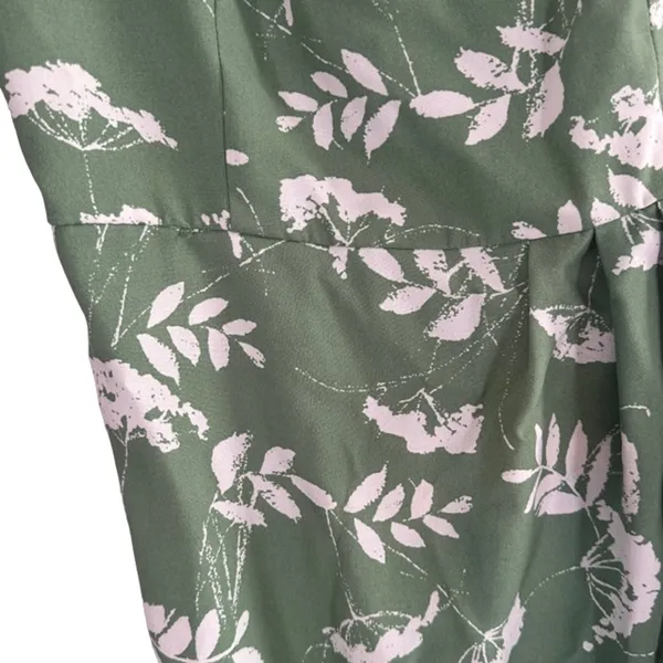 CMZ2005 Green Floral Sleeveless V-Neck Stretch Long Maxi Dress Women Sz XS - Image 5