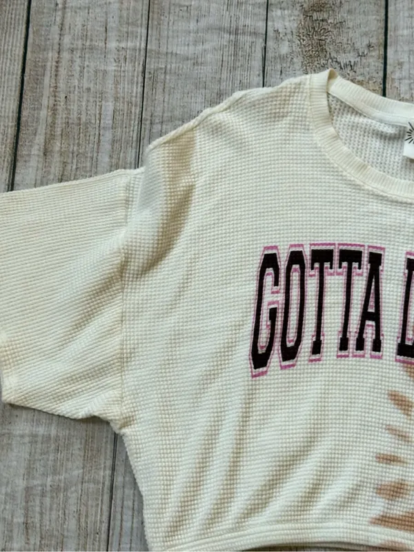 Aerie Offline Size XL Women’s Cropped Waffle Knit "Gotta Dance" Tie Dye Top - Image 4