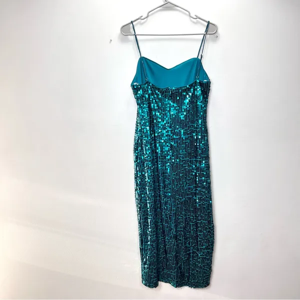 Lulus Striking Sweetheart Emerald Green Sequin Slit Sleeveless Midi Dress‎ LARGE - Image 6