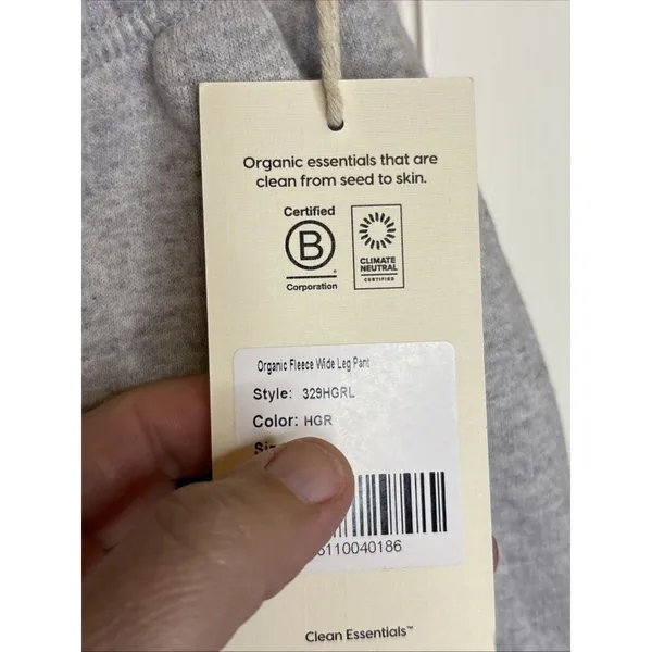 Mate The Label Organic Fleece Wide Leg Pant Heather Grey Large MSRP $138 - Image 8