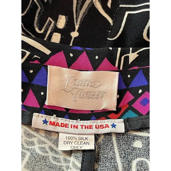 Laura Tanzer 100% Silk Bold Abstract European Cityscape Wide Leg Palazzo Pants L - Image 5