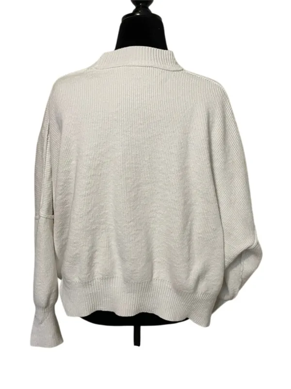Free People Sweater Small White Knit Slouchy Oversized Mock Neck Pullover - Image 4