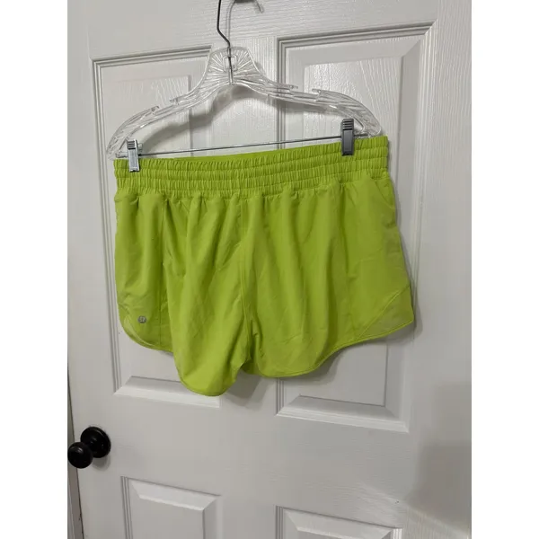 Lululemon Hotty‎ Hot High Rise Lined Shorts Neon Yellow Size 12 Activewear - Image 7
