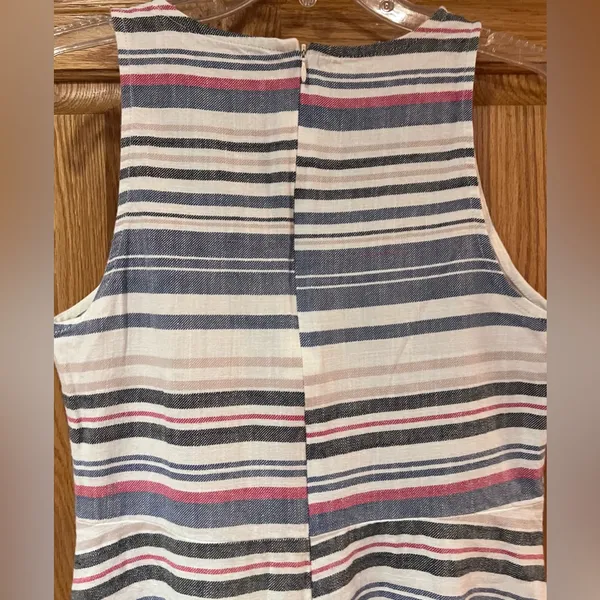 ZARA Basic Denim Couture Boho Beachy Coastal Cruise Striped‎ Dress Size Medium - Image 7