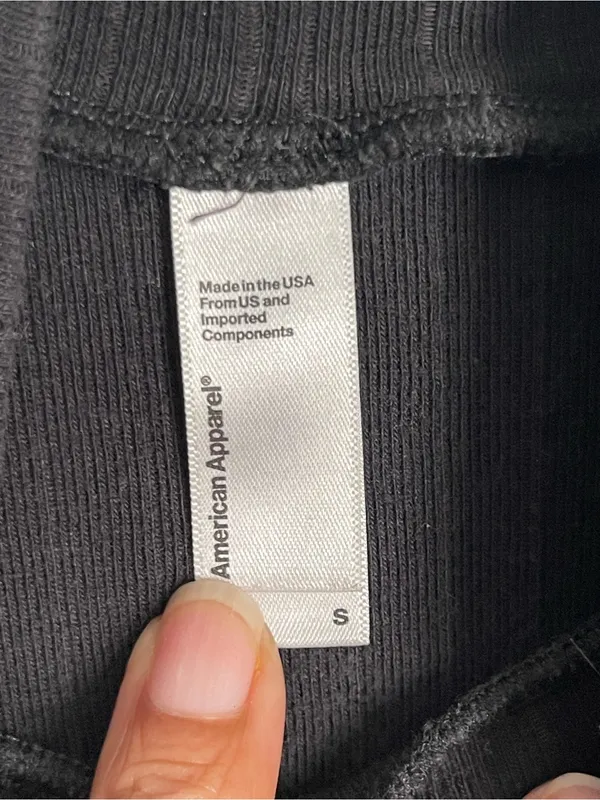 AMERICAN APPAREL Black Ribbed Mock Neck Long Sleeve Crop Top Sz S - Image 6