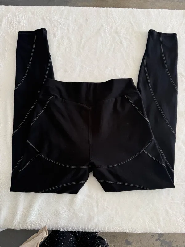 Alo Yoga Black High Waisted Leggings S Sculpt Seam Activewear Gym Yoga - Image 6