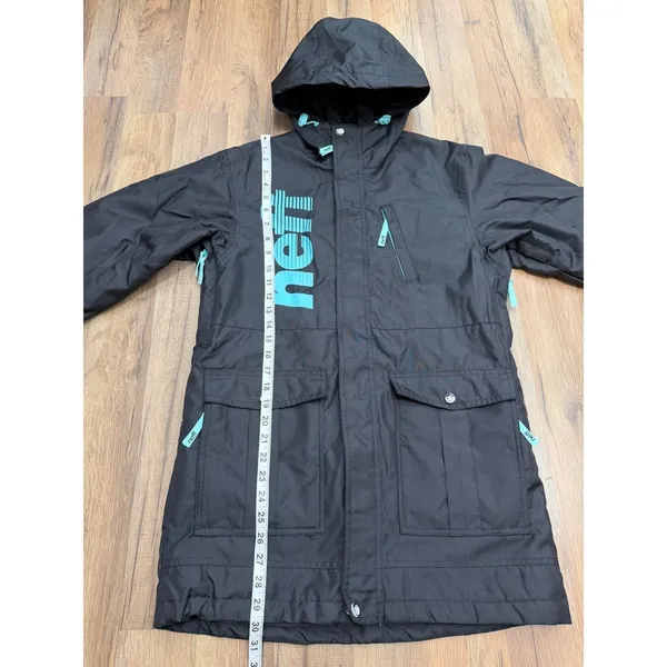 Neff Outerwear Snowboard Ski Jacket Large Black Blue Hooded Unisex Y2K - Image 10