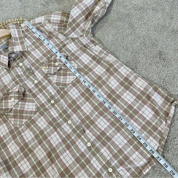 Carhartt Women’s Roll Tab 3/4 Sleeve Button Up Shirt Top Plain in Light Brown XL - Image 9