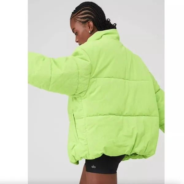 Alo Yoga Corduroy Stage Puffer in Celery Green Unisex Cotton Blend Size XXL - Image 2