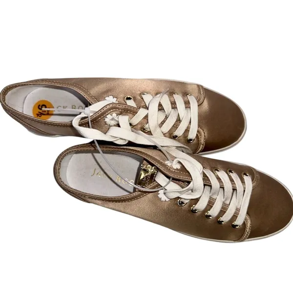 NEW without box JACK‎ ROGERS Metallic shoes with Floral Trim Women's 9.5 - Image 6
