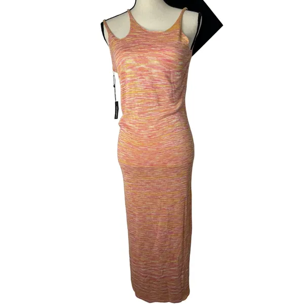 Callahan Zoe Space Dye Knit Midi Dress NWT Sleeveless Side Slit Pink Orange Sz S - Image 2