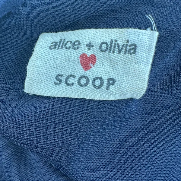 Alice + Olivia x‎ Scoop Goddess Dress Bodycon Ruched Mesh Navy Blue Size XS 0 - Image 9