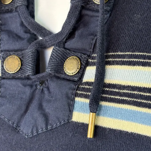 Vintage LRL Lauren Jeans Co Ralph Lauren Striped Lace Up 3/4 Sleeve Top Women S‎ - Image 3