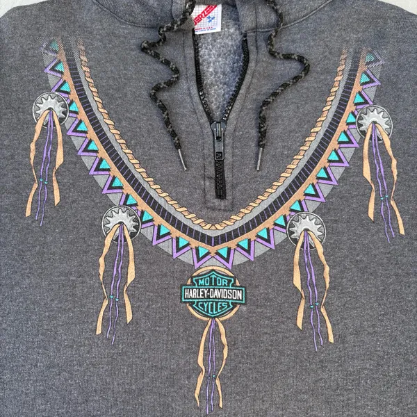 Rare Vintage 80s Harley Davidson Southwestern Grey Las Vegas Graphic Sweatshirt - Image 8