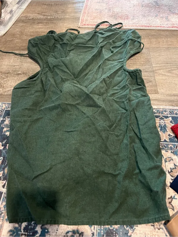 Aerie Dark Green Spaghetti Strap cut out Slip Dress - Image 4
