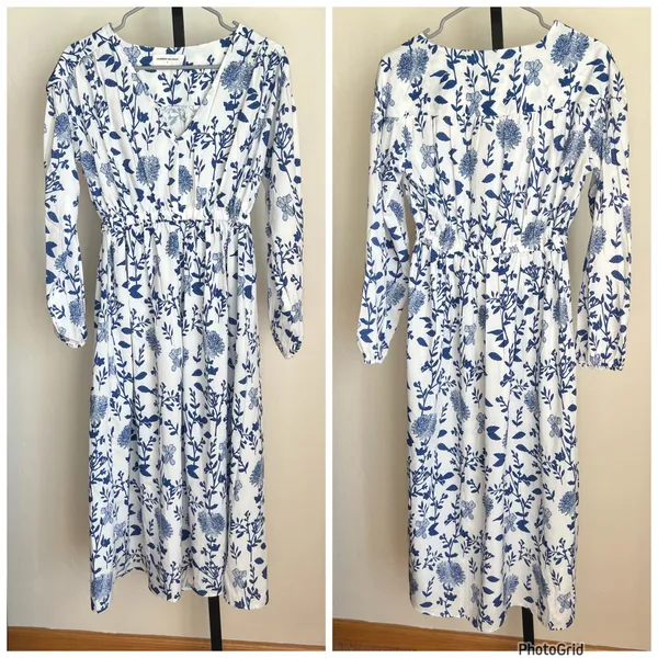 Goodnight Macaroon Blue White Maxi Dress Small - Image 2