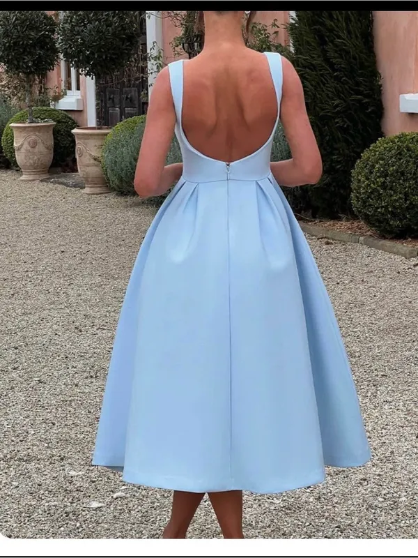 Classic Light Blue Sleeveless Midi Dress Size XS - Image 2