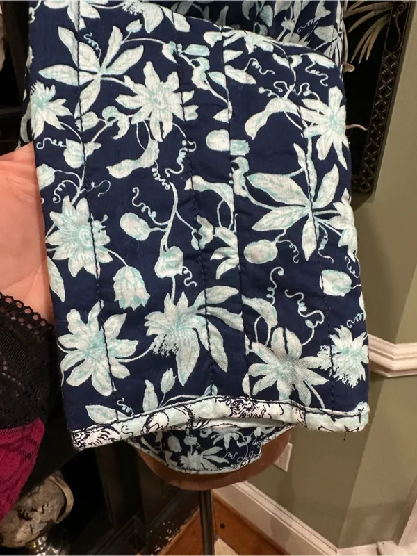 Anthropologie Leifsdottir Blue Floral Quilted Boho Jacket – Size 8 - Image 8